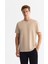 Erkek Bej Bisiklet Yaka Baskılı Elastan Regular Fit T-Shirt A42Y1017 1