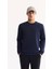 Erkek Lacivert Bisiklet Yaka Pamuklu Bi-Stretch Regular Fit Sweatshirt A52Y1271 1