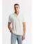 Erkek Ekru Şal Yaka Viskon Karışımlı Jakarlı Regular Fit T-Shirt A51Y1071 1