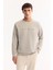 Erkek Gri Bisiklet Yaka Pamuklu Bi-Stretch Baskılı Regular Fit Sweatshirt A52Y1249 5
