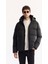 Erkek Siyah Kapüşonlu Su İtici Rüzgar Geçirmez -10°C Dayanıklı Şişme Regular Fit Mont A52Y6150 1