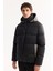 Erkek Siyah Kapüşonlu Su İtici Rüzgar Geçirmez -10°C Dayanıklı Şişme Regular Fit Mont A52Y6150 5