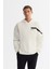 Erkek Ekru Kapüşonlu Pamuklu Baskılı Elastan Oversize Fit Sweatshirt A42Y1289 1