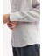 Erkek Buz Gri Düğmeli Yaka %100 Keten Comfort Fit Gömlek B002191 3