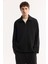 Erkek Siyah Yarım Fermuarlı Viskon Karışımlı Bi-Stretch Comfort Fit Sweatshirt A52Y2096 5