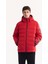 Erkek Kırmızı Kapüşonlu Kaz Tüyü Su İtici Rüzgar Geçirmez -10°C Dayanıklı Şişme Mont A52Y6067 1
