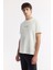Erkek Ekru Bisiklet Yaka Baskılı Bi-Stretch İnterlok Regular Fit T-Shirt A51Y1006 5