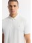 Erkek Beyaz Kıvrılmaz Polo Yaka Bi-Stretch Teknik Kumaş Regular Fit T-Shirt A51Y1156 2