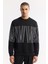 Erkek Siyah Bisiklet Yaka Baskılı Bi-Stretch İnterlok Regular Fit Sweatshirt A51Y1227 2