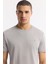 Erkek Gri Bisiklet Yaka Soft Touch Basic Regular Fit T-Shirt B001171 2