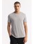 Erkek Gri Bisiklet Yaka Soft Touch Basic Regular Fit T-Shirt B001171 6