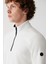 Erkek Beyaz Soğuğa Dayanıklı Yarım Fermuarlı Dik Yaka Polar Regular Fit Sweatshirt E001068 2