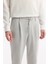Erkek Gri Beli Bağcıklı Keten Karışımlı Chino Relaxed Fit Pantolon B003036 4