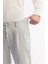 Erkek Gri Beli Bağcıklı Keten Karışımlı Chino Relaxed Fit Pantolon B003036 5