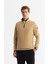 Erkek Bej Dik Yaka Fermuarlı Soft Touch Polar Regular Fit Sweatshirt E001068 1