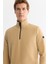 Erkek Bej Dik Yaka Fermuarlı Soft Touch Polar Regular Fit Sweatshirt E001068 2