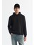 Erkek Siyah Kapüşonlu Baskılı Elastan Regular Fit Sweatshirt A42Y1332 1
