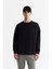 Erkek Siyah Bisiklet Yaka Elastan Oversize Fit Sweatshirt A42Y1248 1