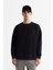 Erkek Siyah Bisiklet Yaka Elastan Oversize Fit Sweatshirt A42Y1248 2