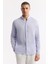 Erkek Lila Düğmeli Yaka %100 Keten Comfort Fit Gömlek B002191 6