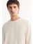 Erkek Ekru Bisiklet Yaka Viskon Karışımlı Bi-Stretch Basic Regular Fit Sweatshirt B001081 2
