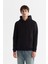 Erkek Siyah Kapüşonlu 3 İplik Şardonlu Regular Fit Sweatshirt B001103 1
