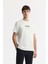 Erkek Ekru Bisiklet Yaka Baskılı Bi-Stretch İnterlok Regular Fit T-Shirt A51Y1140 1