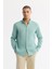 Erkek Mint Yeşil Düğmeli Yaka %100 Keten Comfort Fit Gömlek B002191 1