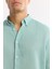 Erkek Mint Yeşil Düğmeli Yaka %100 Keten Comfort Fit Gömlek B002191 2