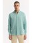 Erkek Mint Yeşil Düğmeli Yaka %100 Keten Comfort Fit Gömlek B002191 6