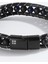 Erkek Siyah %100 Deri Ceyt ve Oniks Taşlı Deri Bileklik A51Y9619 2