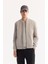 Erkek Açık Gri Bomber Yaka Süet Dokulu Mevsimlik Comfort Fit Mont B006045 1