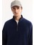Erkek Lacivert Dik Yaka Fermuarlı Soft Touch Polar Regular Fit Sweatshirt E001068 2