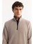 Erkek Gri Dik Yaka Fermuarlı Soft Touch Polar Regular Fit Sweatshirt E001068 2