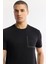 Erkek Siyah Bisiklet Yaka Baskılı Bi-Stretch İnterlok Regular Fit T-Shirt A51Y1135 2