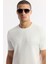 Erkek Beyaz Bisiklet Yaka Baskılı Basic Regular Fit T-Shirt A41Y1167 5