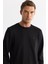 Erkek Siyah Bisiklet Yaka Pamuklu Basic Regular Fit Sweatshirt A42Y1350 2