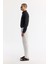 Erkek Beyaz Beli Lastikli %100 Keten Relaxed Fit Pantolon B003032 3