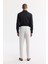 Erkek Beyaz Beli Lastikli %100 Keten Relaxed Fit Pantolon B003032 4