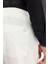 Erkek Beyaz Beli Lastikli %100 Keten Relaxed Fit Pantolon B003032 6