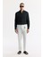 Erkek Beyaz Beli Lastikli %100 Keten Relaxed Fit Pantolon B003032 8