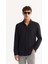Erkek Siyah Düğmeli Yaka Soft Touch Oversize Regular Fit Gömlek A52Y2033 1