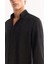 Erkek Siyah Düğmeli Yaka Soft Touch Oversize Regular Fit Gömlek A52Y2033 5
