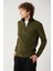 Erkek Haki Soğuğa Dayanıklı Yarım Fermuarlı Dik Yaka Polar Regular Fit Sweatshirt E001068 1