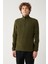 Erkek Haki Soğuğa Dayanıklı Yarım Fermuarlı Dik Yaka Polar Regular Fit Sweatshirt E001068 3