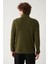 Erkek Haki Soğuğa Dayanıklı Yarım Fermuarlı Dik Yaka Polar Regular Fit Sweatshirt E001068 4