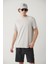 Erkek Gri Bisiklet Yaka Baskılı Soft Touch Regular Fit T-shirt A41y1032 5