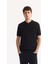 Erkek Siyah Polo Yaka Fermuarlı Rayon Tüylenmeyen Triko Regular Fit T-Shirt A52Y5006 1
