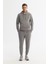 Erkek Gri Kapüşonlu Baskılı Elastan Regular Fit Sweatshirt A42Y1262 6