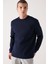 Erkek Lacivert Bisiklet Yaka Esnek Yumuşak Doku İnterlok Kumaş Regular Fit Sweatshirt B001100 1